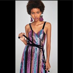 NWT ZARA MULTI COLOURED SEQUENCE DRESS